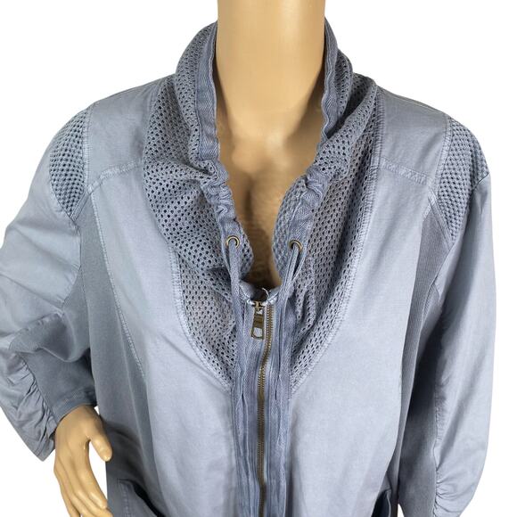 XCVI Wearables Fjord Light Blue Gray Zip Up Lagenlook Minimalist Jacket SZ 3X - Picture 5 of 10
